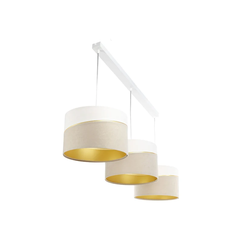 B-Ware Euluna Hängeleuchte Pendelleuchte Lampe dreiflammig weiß beige gold Leuchte