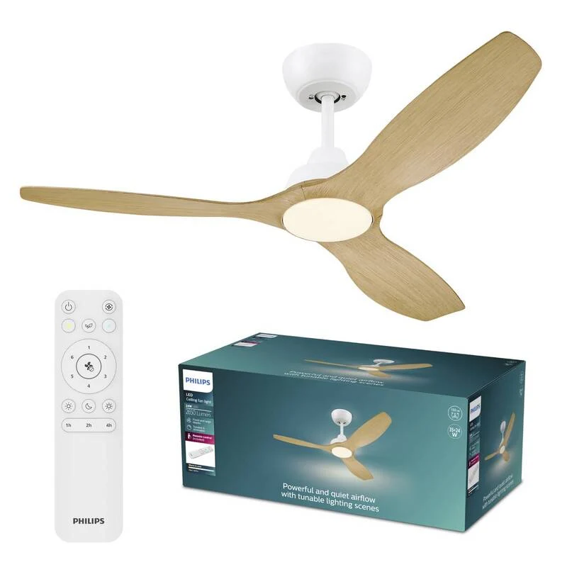 B-Ware Philips LED Deckenventilator 35W Fernbedienung Dimmbar Luftzirkulation Braun