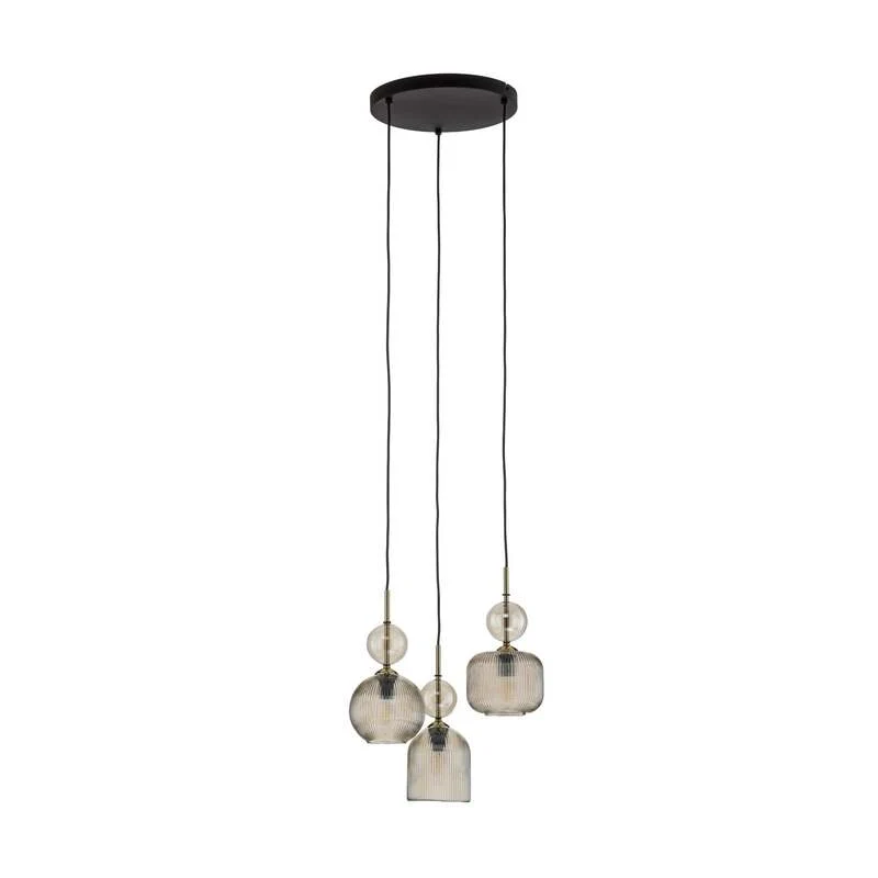 B-Ware TK Lighting Hängelampe Sophia 3-flammig LED Pendelleuchte dimmbar cognac Ø41cm