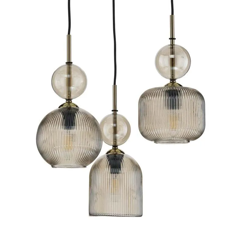 B-Ware TK Lighting Hängelampe Sophia 3-flammig LED Pendelleuchte dimmbar cognac Ø41cm