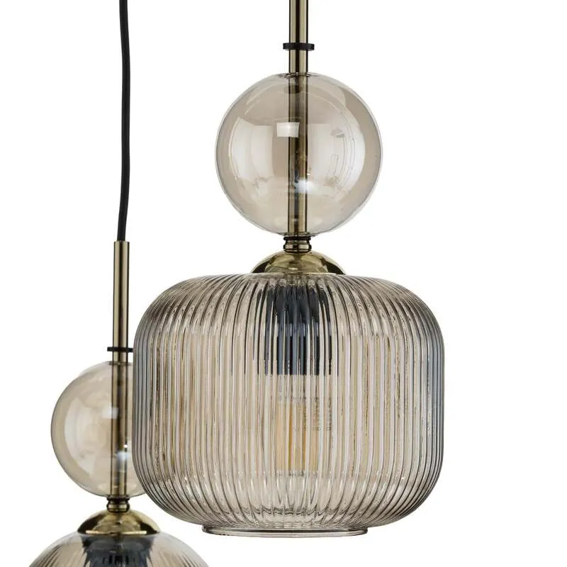 B-Ware TK Lighting Hängelampe Sophia 3-flammig LED Pendelleuchte dimmbar cognac Ø41cm