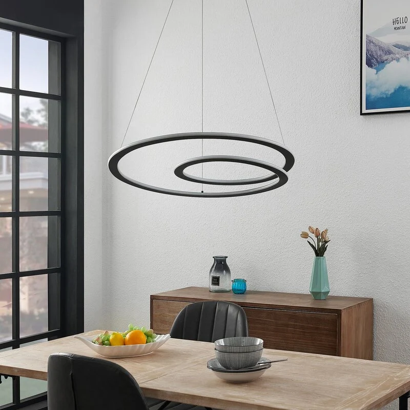 B-Ware Lindby Hängeleuchte Pendelleuchte LED Lampe mattschwarz Eisen Aluminium Kunststo