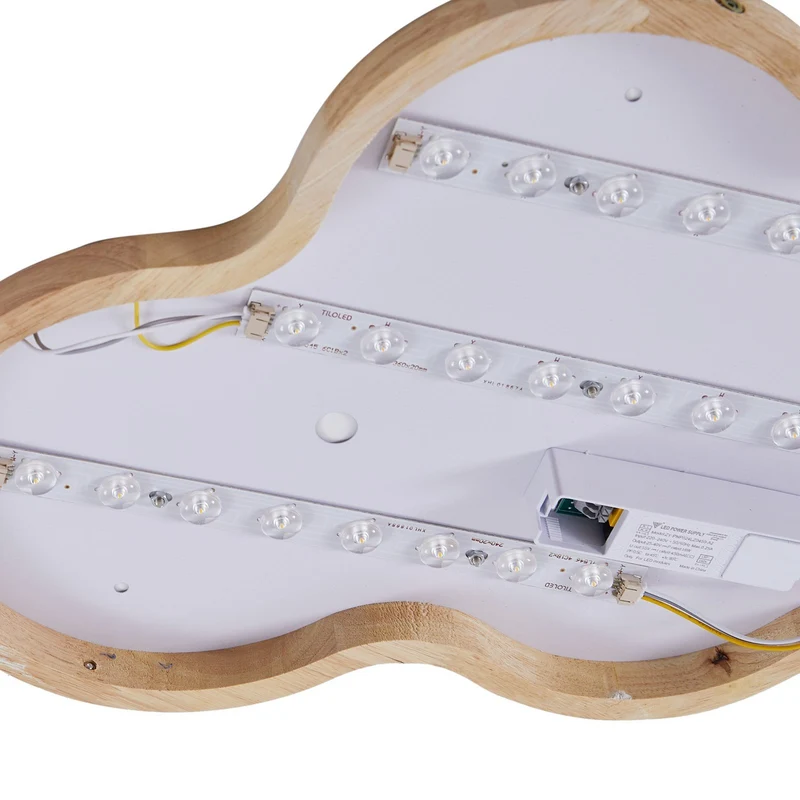 B-Ware Lindby Deckenleuchte Lampe LED Wolke Pilvi Kunststoff weiß Holz 50 cm Lieferumfa