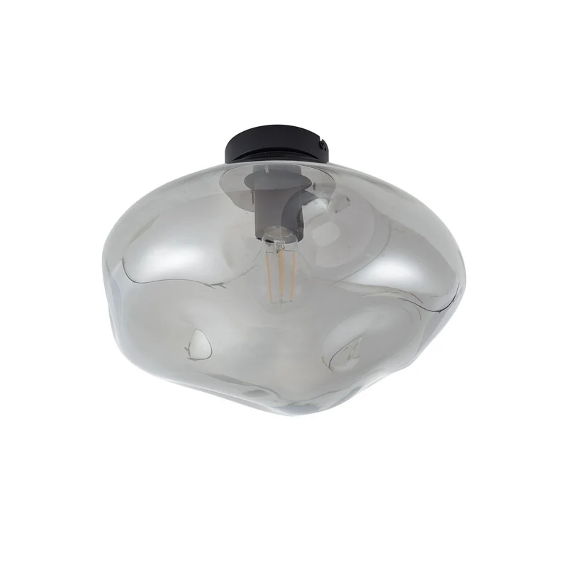 B-Ware Lindby Deckenleuchte Lampe LED Lelia rauchgrau Glas Ø 35 cm E27 dimmbar Leuchte