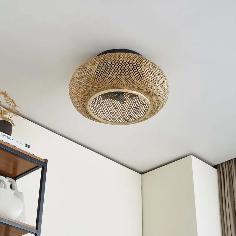 B-Ware Lucande Deckenventilator Ventilator Lampe Licht Holz Schwarz Fernbedienung 5226
