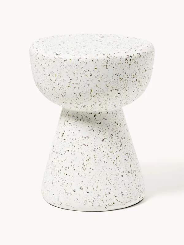 B-Ware Kave Home Beistelltisch Couchtisch Terrazzo Weiß Ø40cm Wohnzimmer Tisch