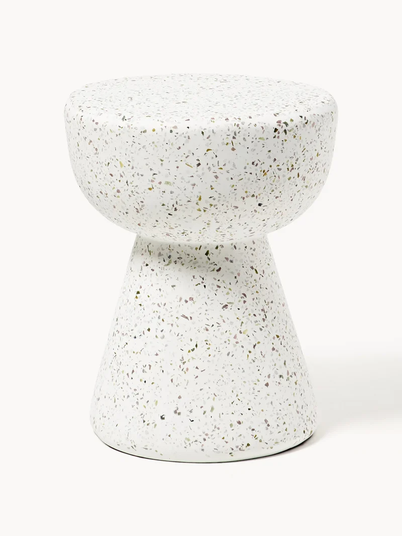 B-Ware Kave Home Beistelltisch Couchtisch Terrazzo Weiß Ø40cm Wohnzimmer Tisch