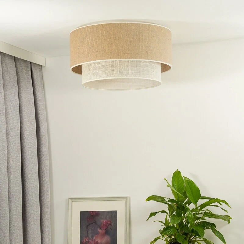 B-Ware Euluna Deckenleuchte Boho Jute naturbraun weiß Ø 60 cm Deckenlampe Lampe Leuchte