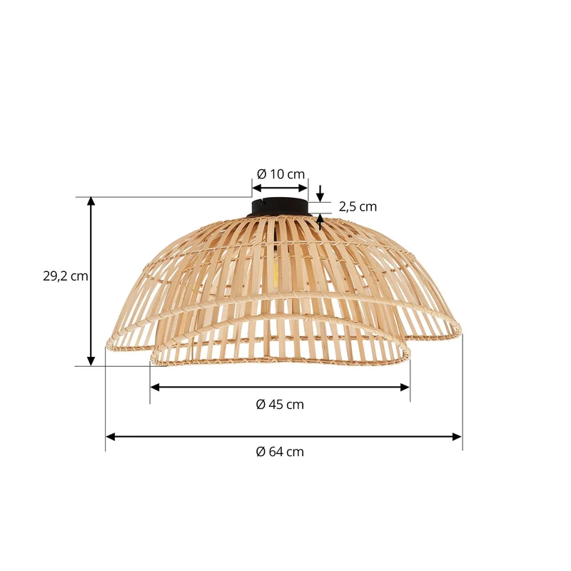 B-Ware Lindby Deckenleuchte Ilajus Ø 62 cm Bambus natur Deckenlampe Lampe Leuchte S379