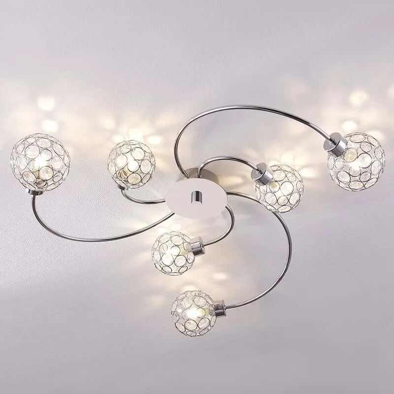B-Ware Lindby Deckenleuchte Deckenlampe Tyron Glas Metall chrom 65 cm LED