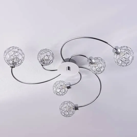 B-Ware Lindby Deckenleuchte Deckenlampe Tyron Glas Metall chrom 65 cm LED