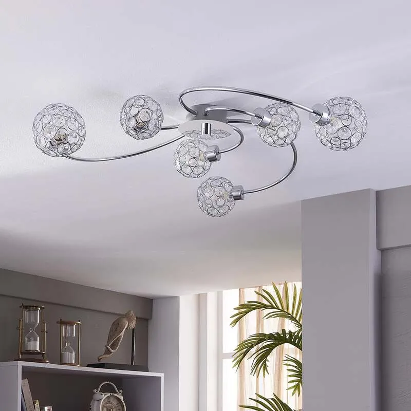 B-Ware Lindby Deckenleuchte Deckenlampe Tyron Glas Metall chrom 65 cm LED