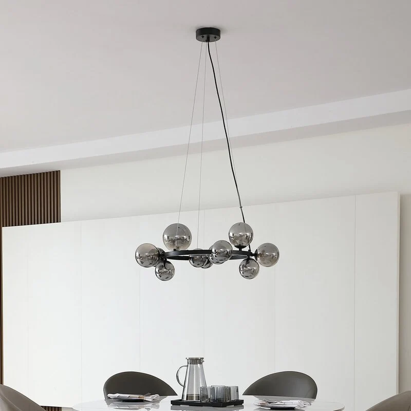 B-Ware Lucande Hängeleuchte Naelen schwarz/grau 64,3 cm Glas Hängelampe Lampe Leuchte