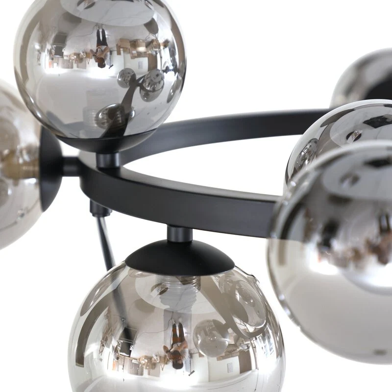 B-Ware Lucande Hängeleuchte Naelen schwarz/grau 64,3 cm Glas Hängelampe Lampe Leuchte