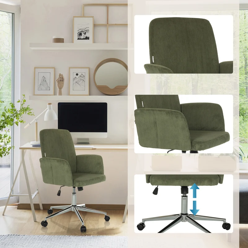 B-Ware hjh OFFICE Bürostuhl Drehstuhl Schalenstuhl SOLAO CORD Stoff dunkelgrün