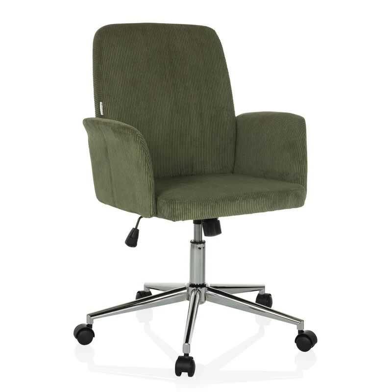 B-Ware hjh OFFICE Bürostuhl Drehstuhl Schalenstuhl SOLAO CORD Stoff dunkelgrün