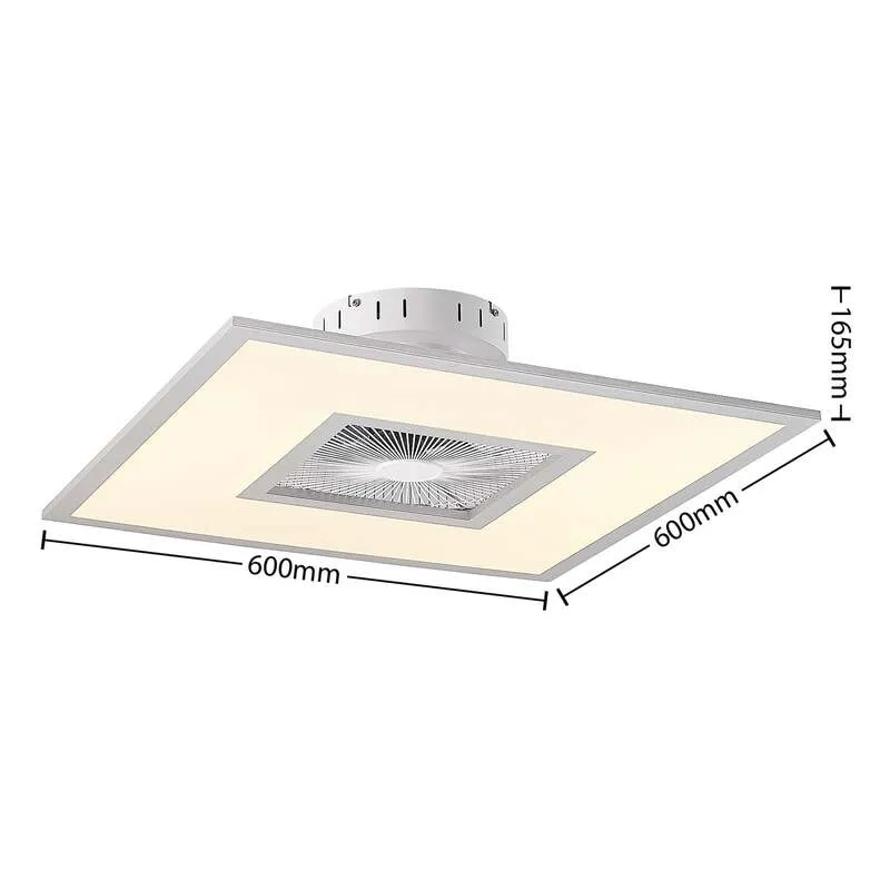 B-Ware Lindby Deckenventilator Romea eckig LED Ventilator Lampe dimmbar silber 60cm