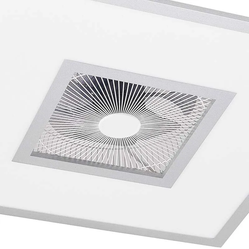 B-Ware Lindby Deckenventilator Romea eckig LED Ventilator Lampe dimmbar silber 60cm