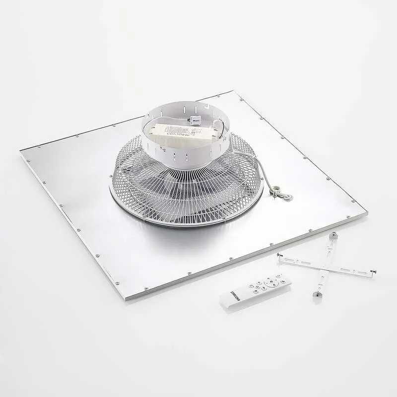 B-Ware Lindby Deckenventilator Romea eckig LED Ventilator Lampe dimmbar silber 60cm