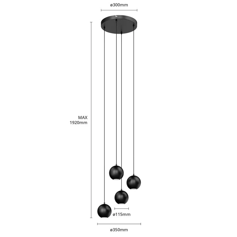 B-Ware Euluna Pendelleuchte Hängelampe Midnight LED vierflammig Deckenlampe Leuchte 691