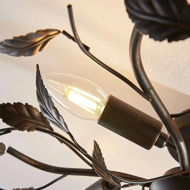 B-Ware Lindby Deckenlampe Hängeleuchte Lampe Leuchte Yos Blattoptik 5-flmg E14 schw592
