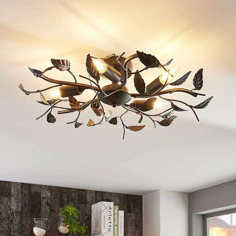 B-Ware Lindby Deckenlampe Hängeleuchte Lampe Leuchte Yos Blattoptik 5-flmg E14 schw592