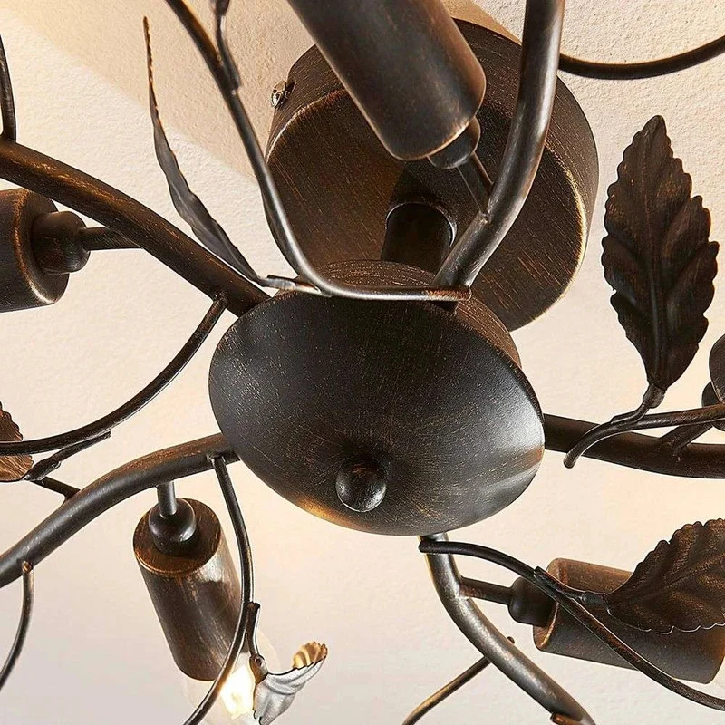 B-Ware Lindby Deckenlampe Hängeleuchte Lampe Leuchte Yos Blattoptik 5-flmg E14 schw592