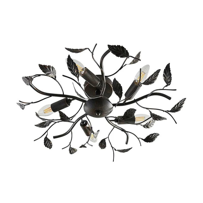 B-Ware Lindby Deckenlampe Hängeleuchte Lampe Leuchte Yos Blattoptik 5-flmg E14 schw592