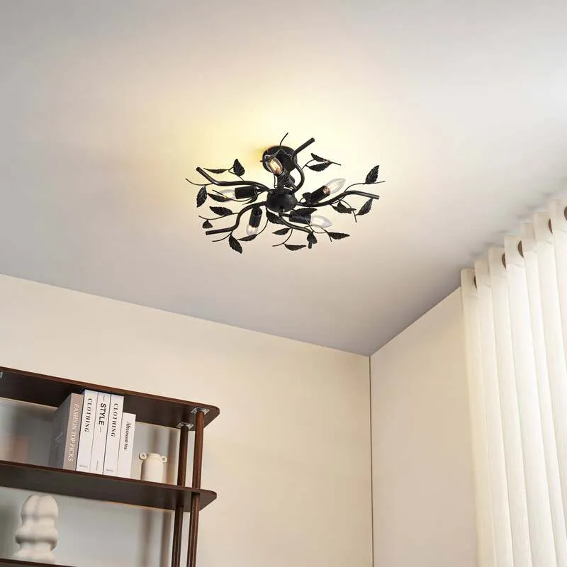 B-Ware Lindby Deckenlampe Hängeleuchte Lampe Leuchte Yos Blattoptik 5-flmg E14 schw592