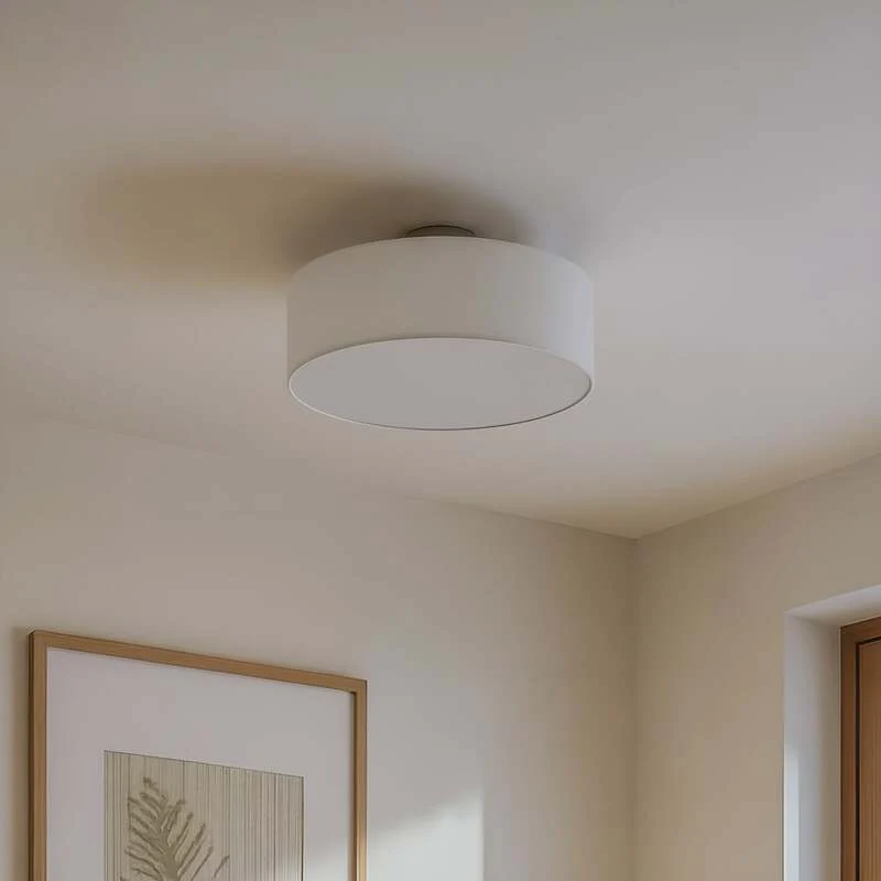 B-Ware Lindby Deckenleuchte Lampe Sebatin LED Leuchte dimmbar weiß Ø40cm Stoff nickel