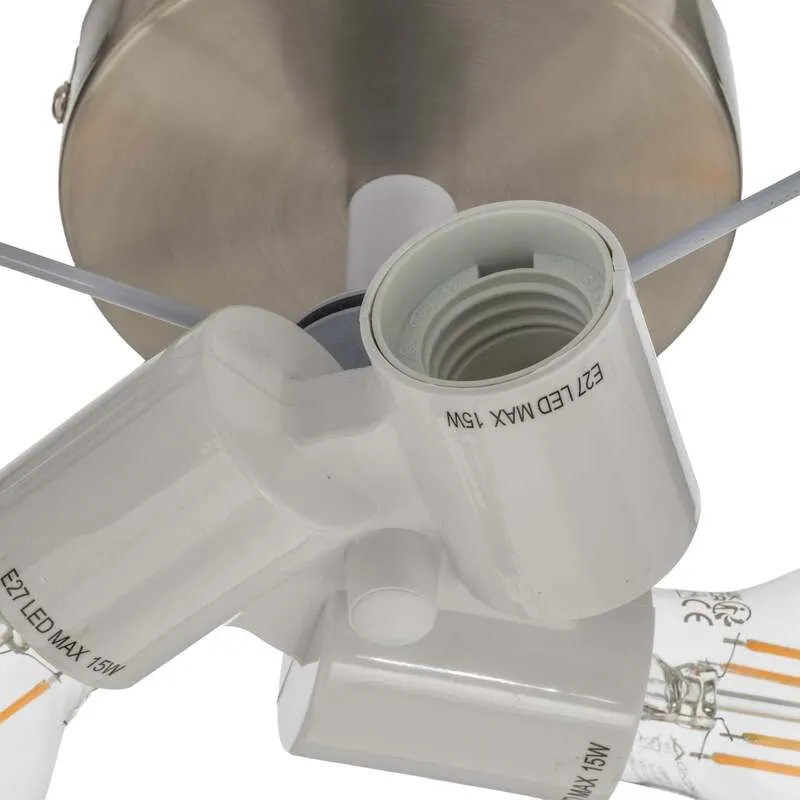 B-Ware Lindby Deckenleuchte Lampe Sebatin LED Leuchte dimmbar weiß Ø40cm Stoff nickel