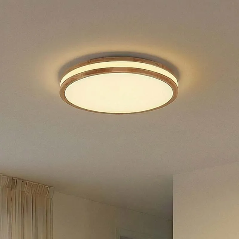 B-Ware Lindby Deckenlampe Emiva LED Leuchte dimmbar Holz hell CCT 50cm 3000K-6500K