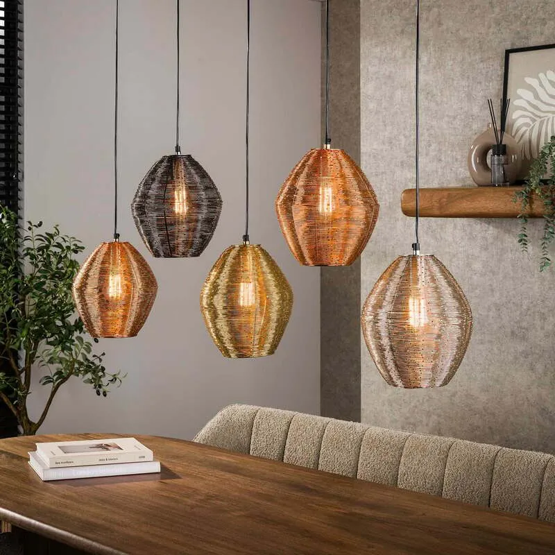 B-Ware Hängeleuchte Spoelamp 5-flammig LED Pendelleuchte dimmbar bunt metallic 118x23cm