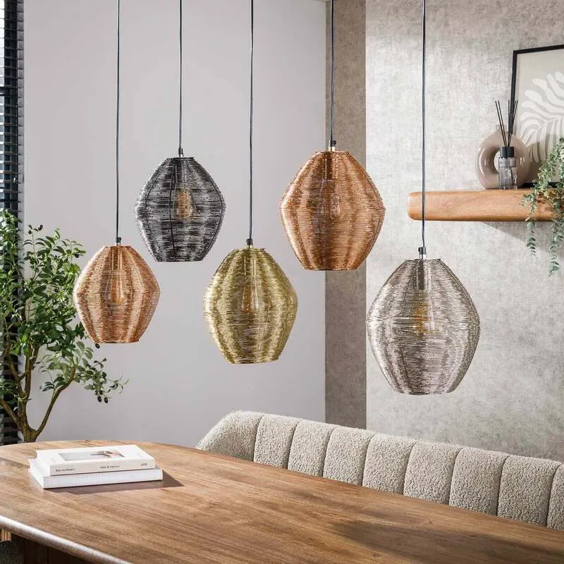 B-Ware Hängeleuchte Spoelamp 5-flammig LED Pendelleuchte dimmbar bunt metallic 118x23cm