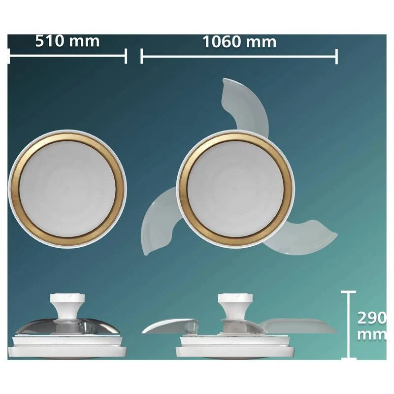 B-Ware Philips LED Deckenventilator 28W Fernbedienung Dimmbar Gold 170m³/h 3 Flügel