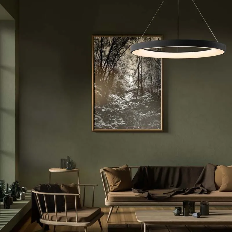 B-Ware LED-Hängeleuchte Niseko II schwarz 50 cm dimmbar mit Fernbedienung Mantra