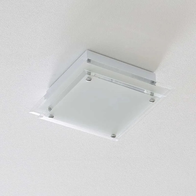 B-Ware FABAS LUCE Deckenleuchte Lampe Maggie LED dimmbar silber weiß 30x30cm 60W E27