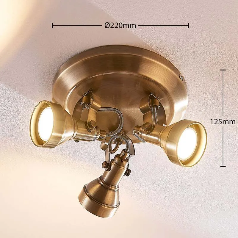 B-Ware Lindby Deckenlampe Perseas LED Lampe Leuchte dimmbar altmessing Ø22cm 3-flg