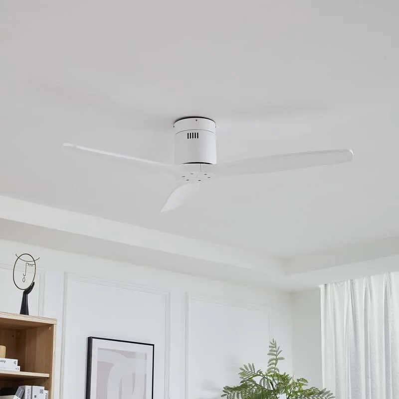 B-Ware Lucande Deckenventilator Vindur DC leise Holzflügel weiß 132cm für Räume bis