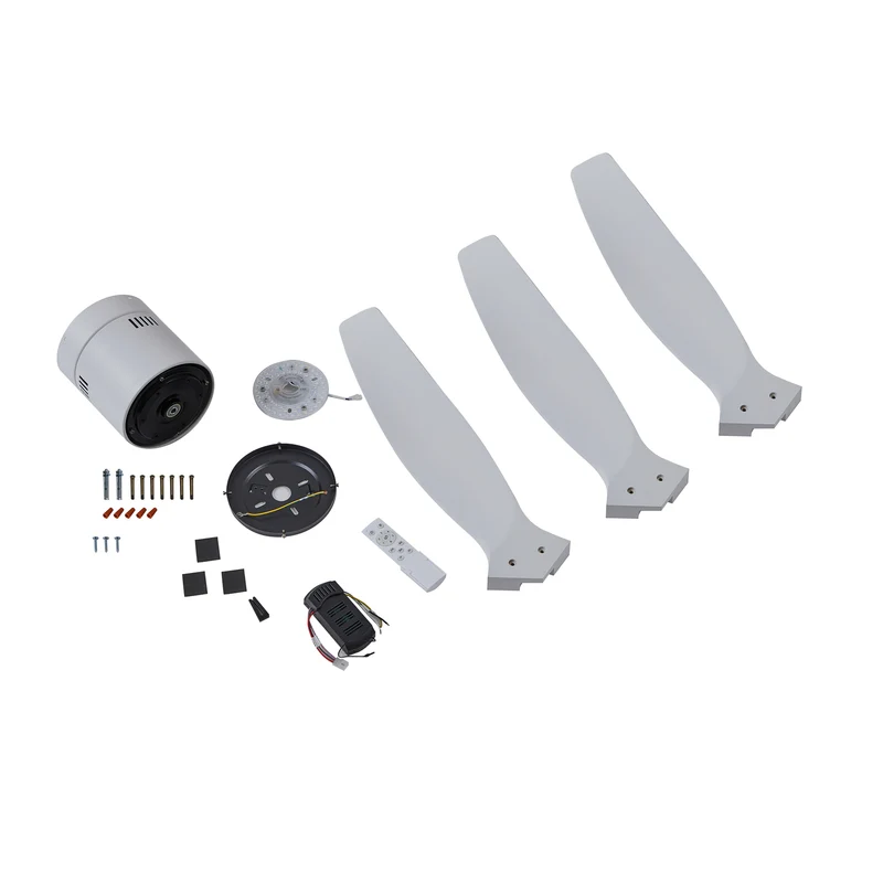B-Ware Lucande Deckenventilator Vindur DC leise Holzflügel weiß 132cm für Räume bis