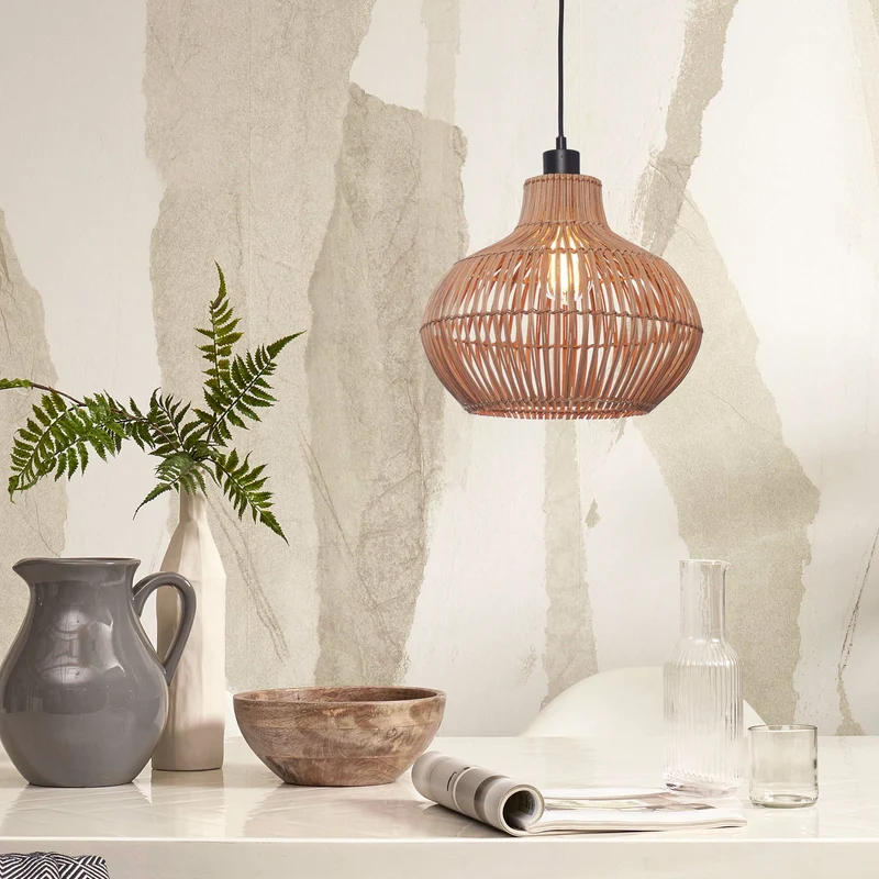 B-Ware GOOD & MOJO Hängelampe Kalahari LED Hängeleuchte Lampe Rattan natur Ø32cm E27
