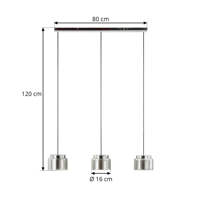 B-Ware Lucande Diano Hängeleuchte Deckenlampe Pendelleuchte Lampe rauchgrau dreiflammig