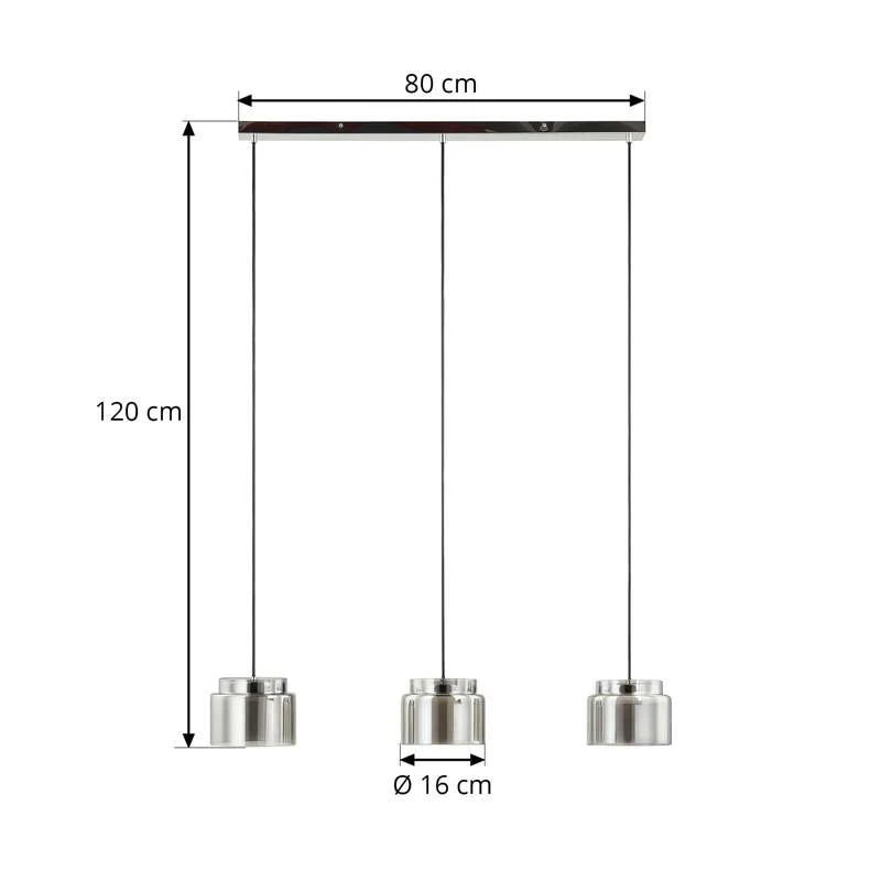 B-Ware Lucande Diano Hängeleuchte Deckenlampe Pendelleuchte Lampe rauchgrau dreiflammig