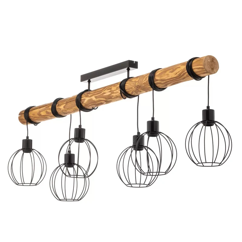 B-Ware Deckenleuchte Karou, 6-flammig kiefer Deckenlampe Pendellampe Pendelleuchte E27