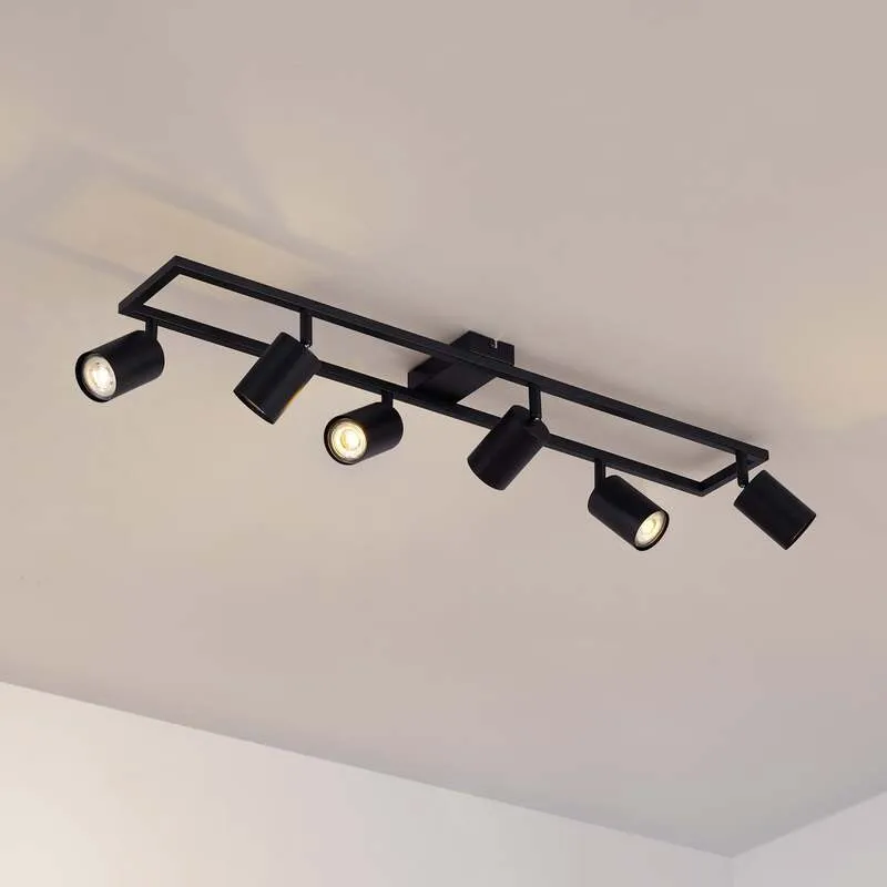 B-Ware Lindby Deckenstrahler Strahler Bravius schwarz 6-flammig Eisen
