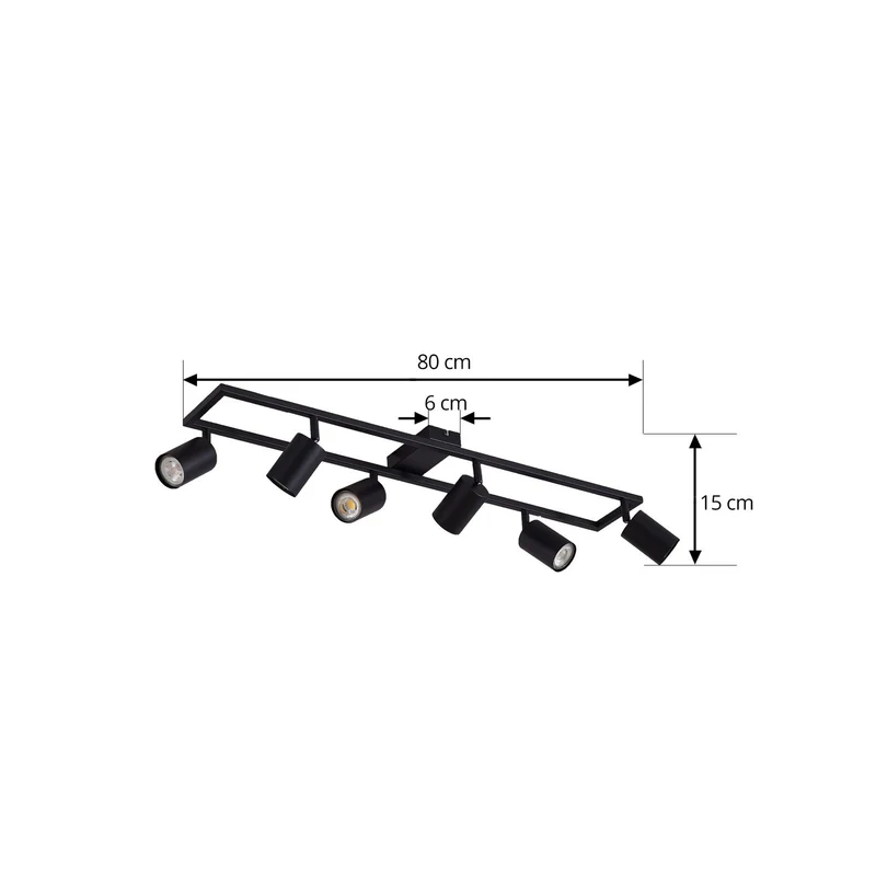 B-Ware Lindby Deckenstrahler Strahler Bravius schwarz 6-flammig Eisen