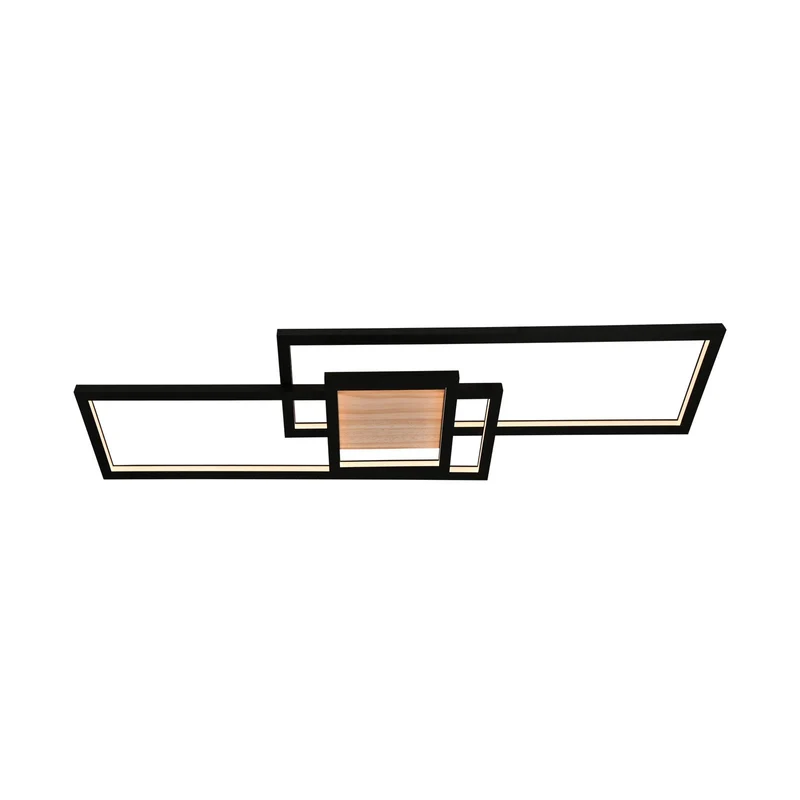 B-Ware Lindby Deckenleuchte Lampe LED Emiljan schwarz Metall dimmbar Holz Wohnzimmer