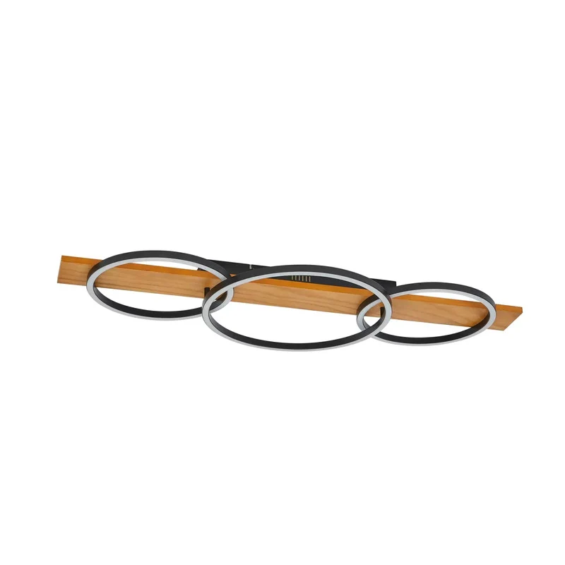 B-Ware Lindby Deckenleuchte Deckenlampe LED Lampe Galad schwarz Holz dimmbar 98 cm