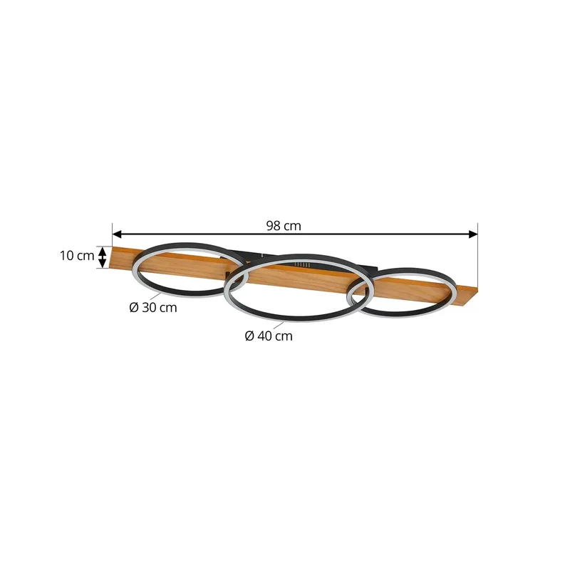 B-Ware Lindby Deckenleuchte Deckenlampe LED Lampe Galad schwarz Holz dimmbar 98 cm