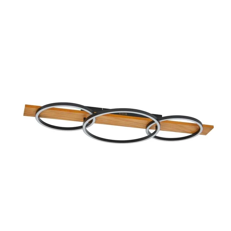 B-Ware Lindby Deckenleuchte Deckenlampe LED Lampe Galad schwarz Holz dimmbar 98 cm